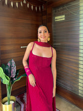 Brittany Red Strappy Chikankari Set (Set of 3)